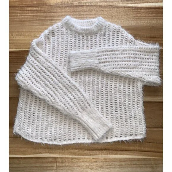 Universal Thread Womens Fabric Blend Cream Open-Knit Sweater Size XS - Picture 7 of 11